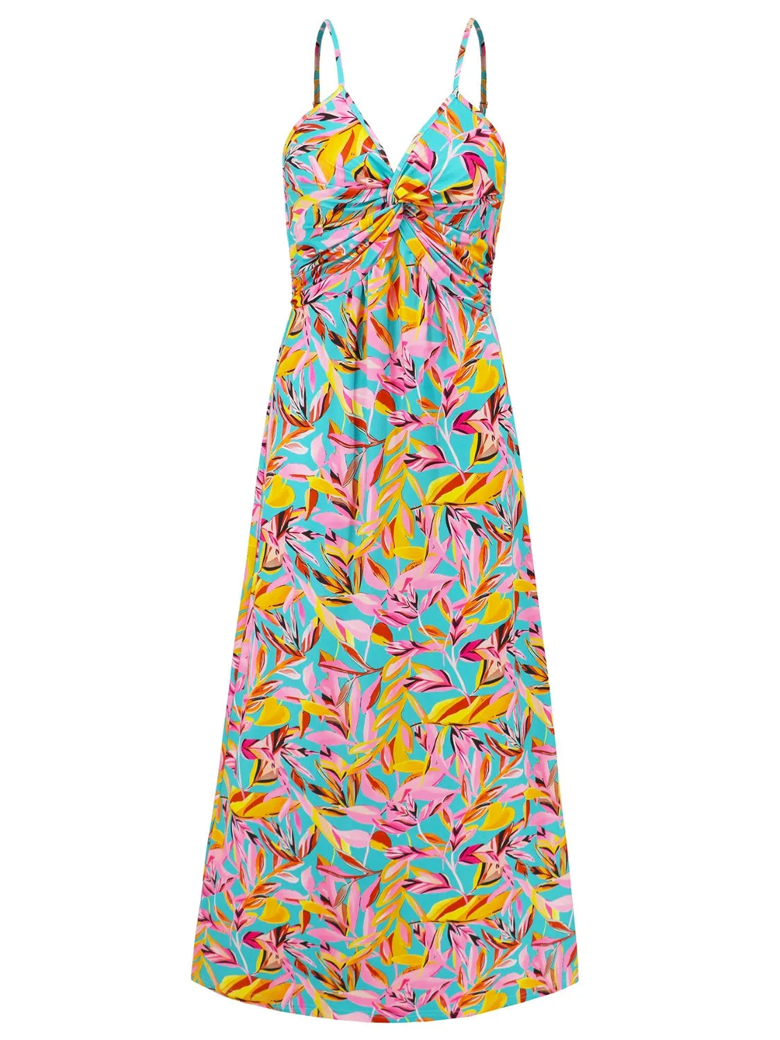 Twisted Printed V-Neck Cami Dress - Wellen Fashion