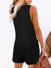 Full Size Pocketed Scoop Neck Sleeveless Romper - Wellen Fashion