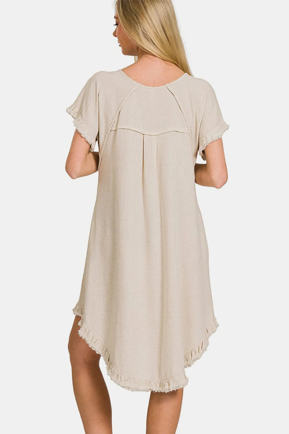 Zenana Fringe Edge High Low Flowy Dress with Pockets - Wellen Fashion