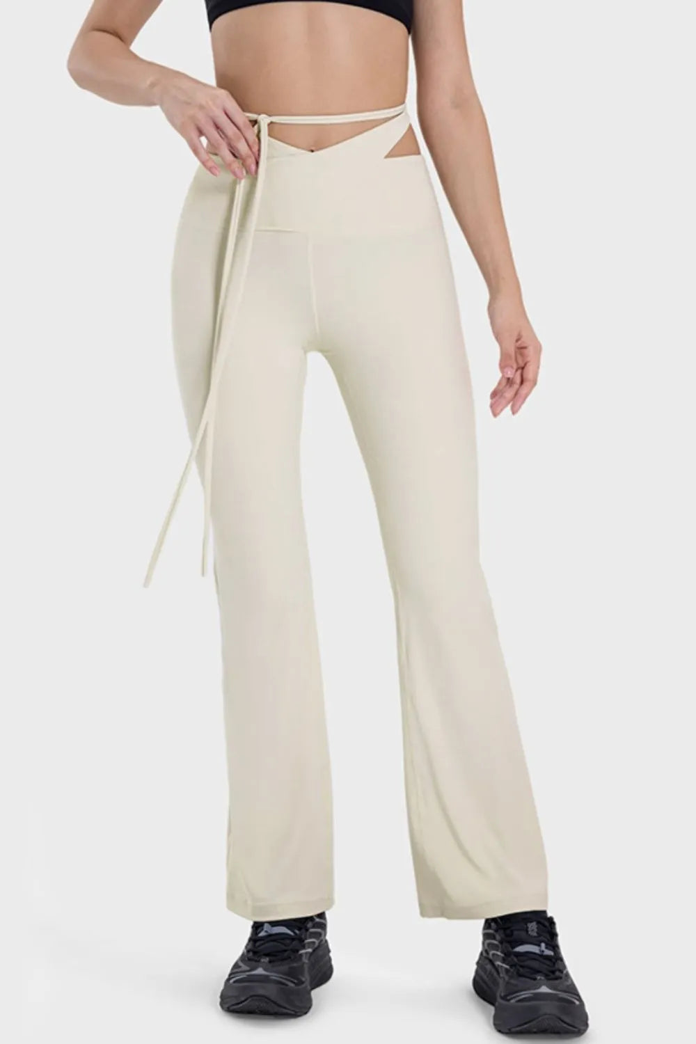 Millennia Tied Mid-Rise Waist Active Pants - Wellen Fashion