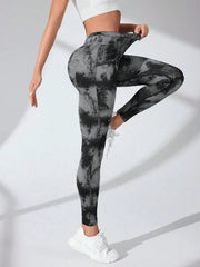 Tie-Dye High Waist Active Leggings - Wellen Fashion