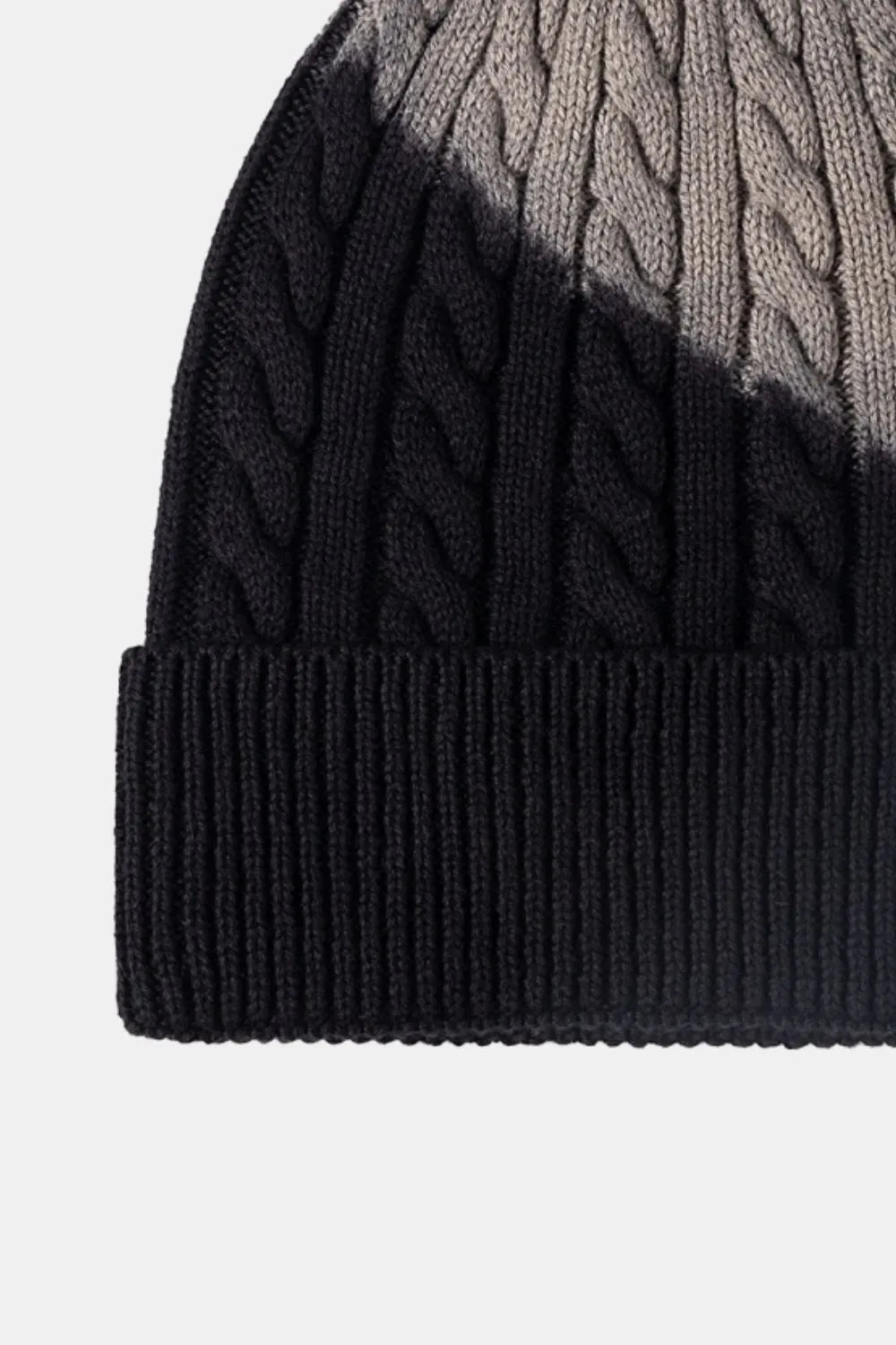 Contrast Tie-Dye Cable-Knit Cuffed Beanie - Wellen Fashion