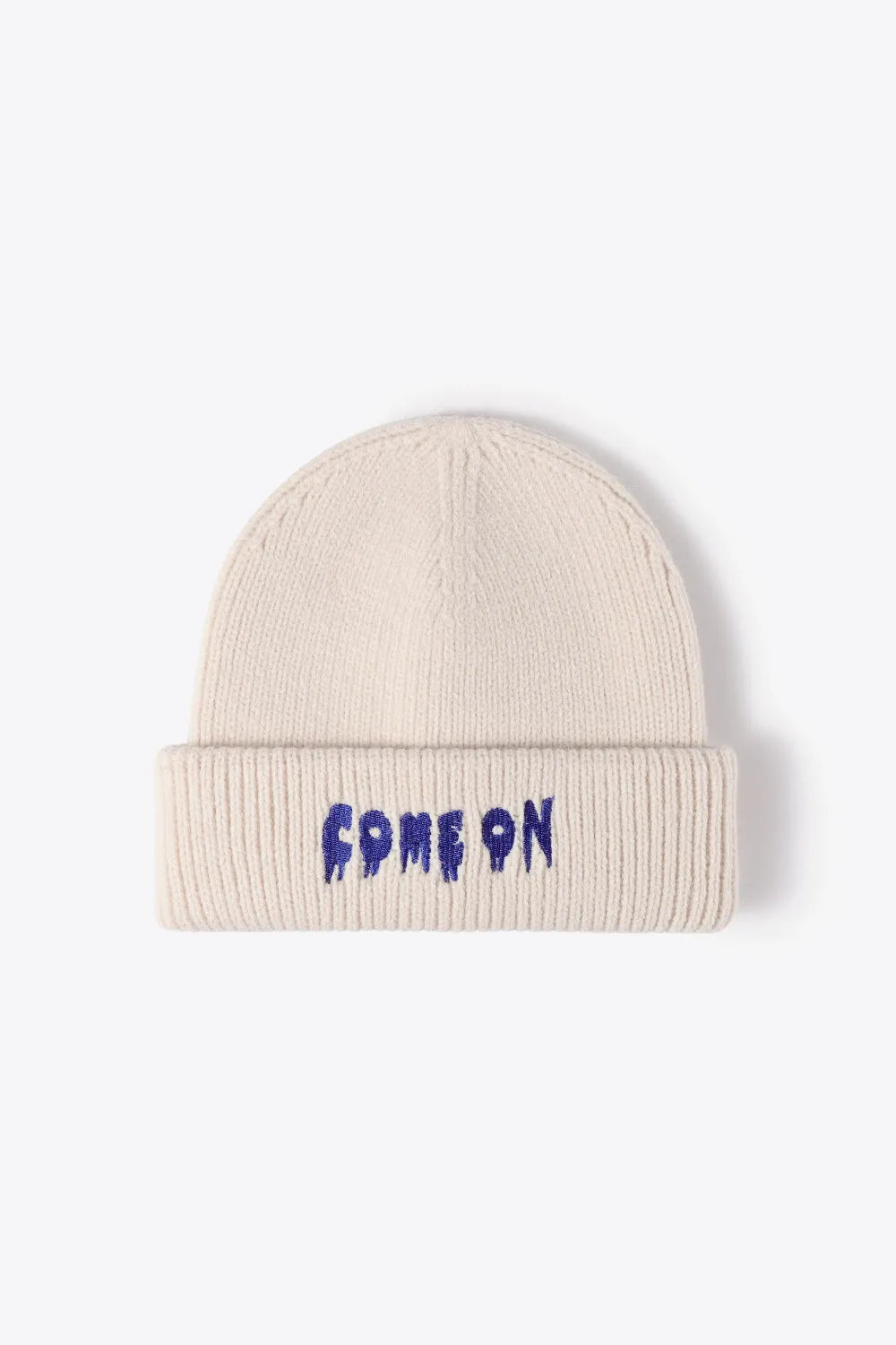 COME ON Embroidered Cuff Knit Beanie - Wellen Fashion