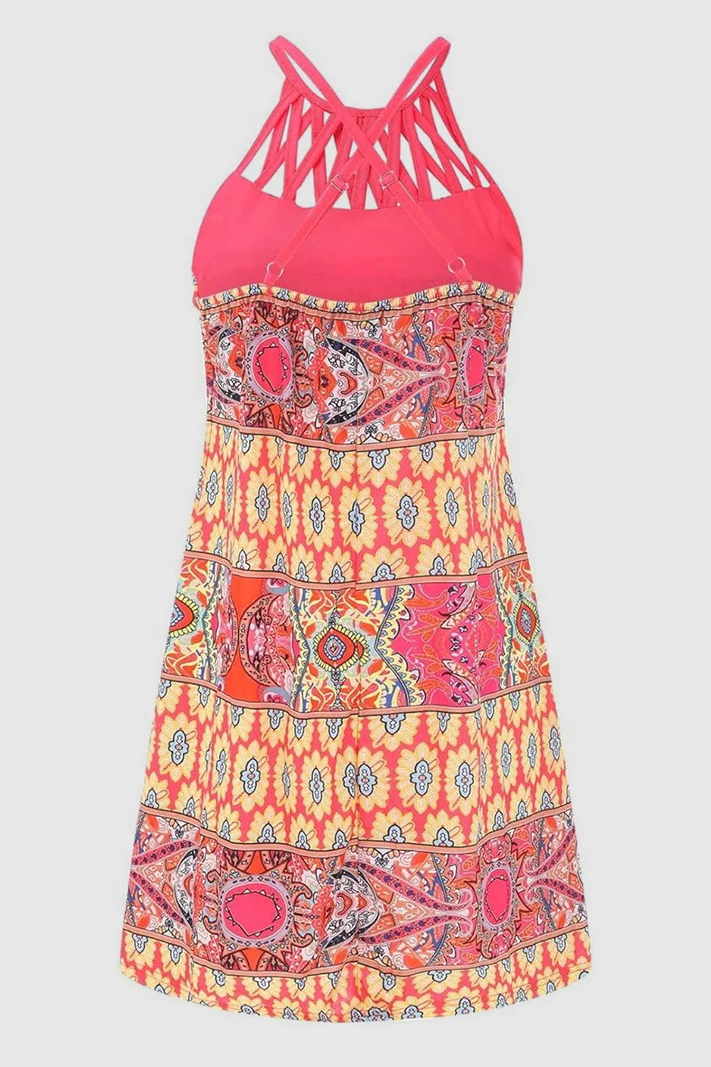 Printed Grecian Neck Mini Dress - Wellen Fashion