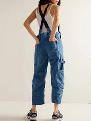 Pocketed Wide Strap Denim Overalls - Wellen Fashion