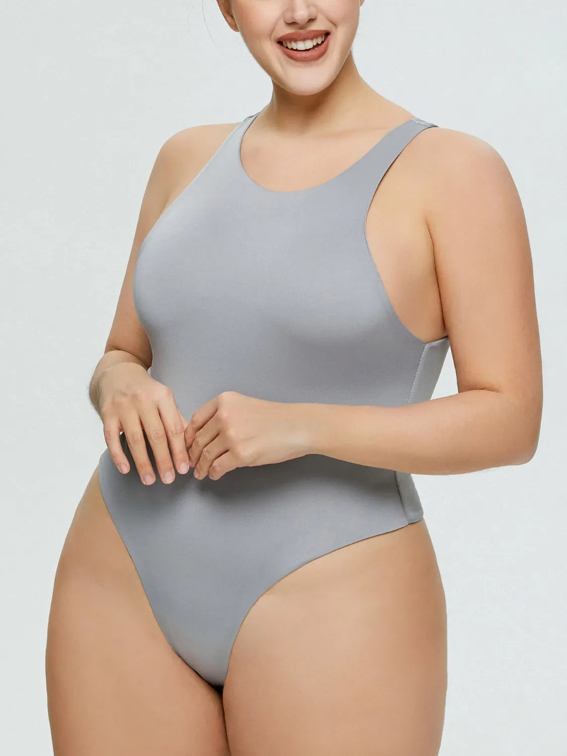 Full Size Round Neck Wide Strap Bodysuit - Wellen Fashion