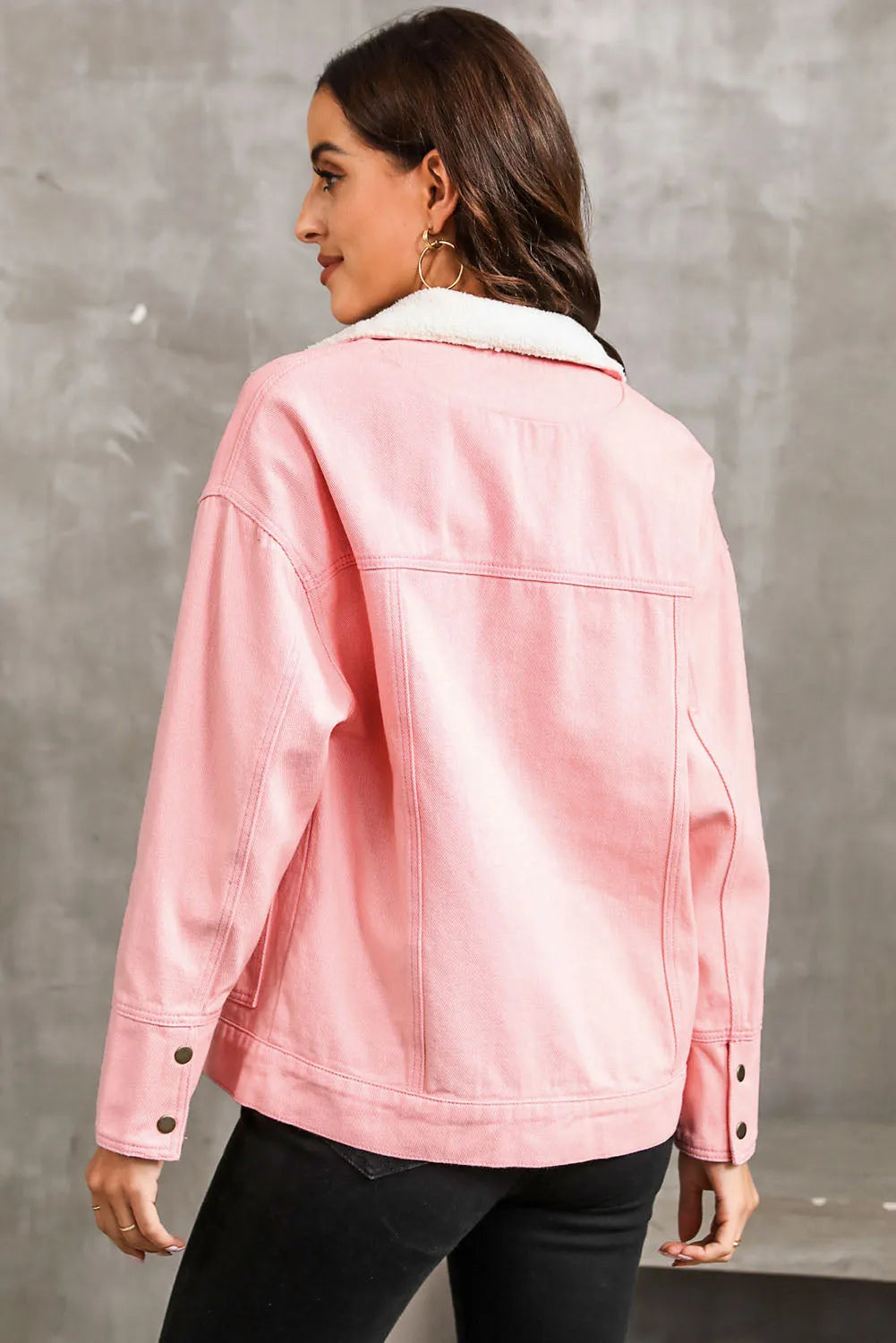 Snap Down Dropped Shoulder Denim Jacket - Wellen Fashion