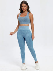 Scoop Neck Wide Strap Top and Pants Active Set - Wellen Fashion