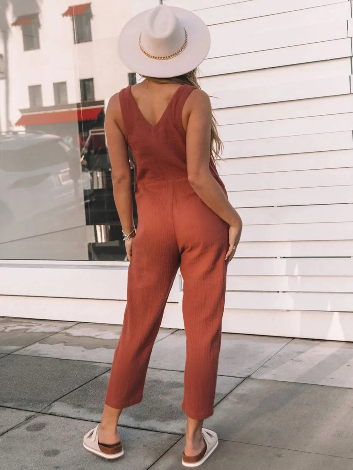 Full Size Scoop Neck Wide Strap Jumpsuit - Wellen Fashion