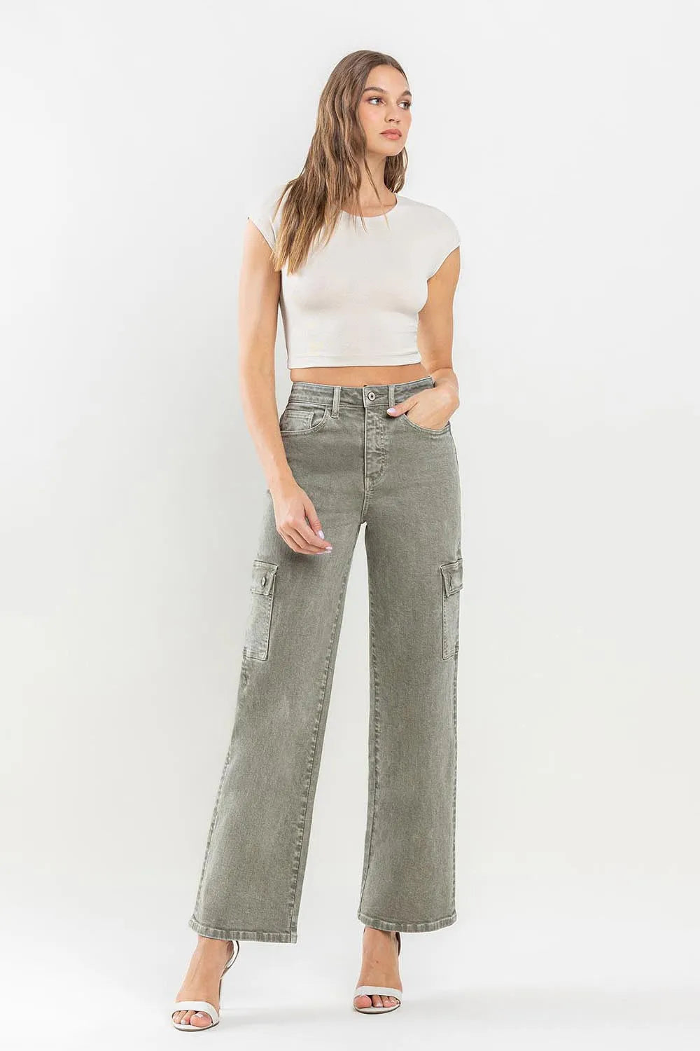 Vervet by Flying Monkey 90's Super High Rise Cargo Jeans - Wellen Fashion