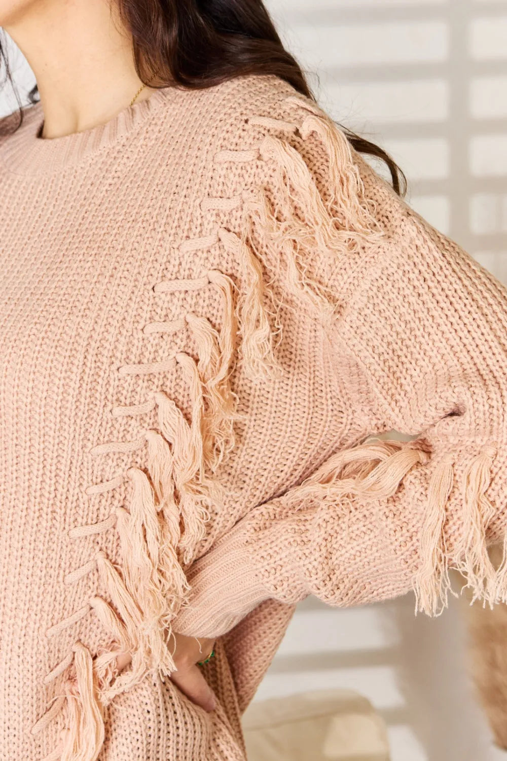 And The Why Tassel Detail Long Sleeve Sweater - Wellen Fashion