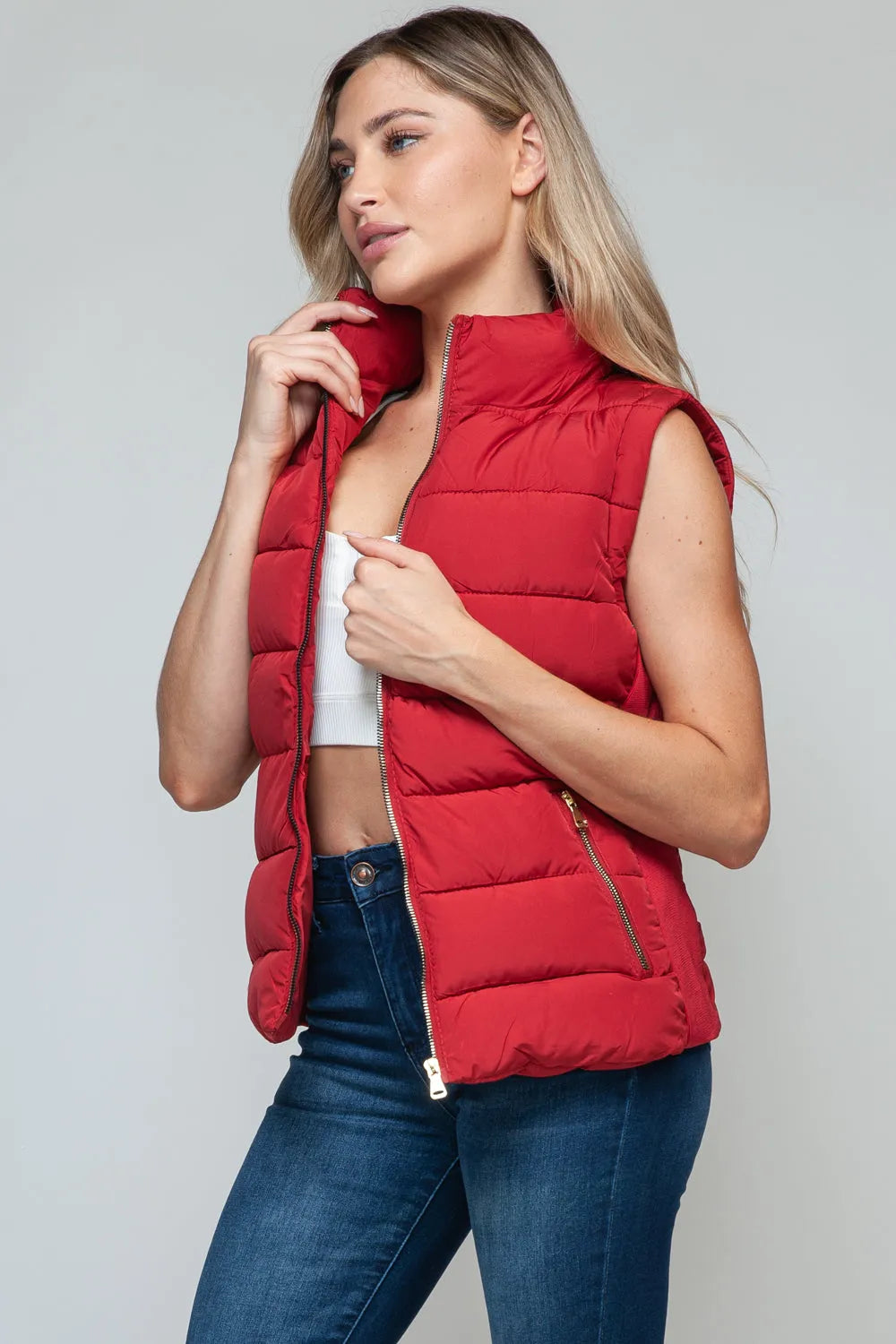 Snobbish Zip Up Turtleneck Vest with Pockets - Wellen Fashion