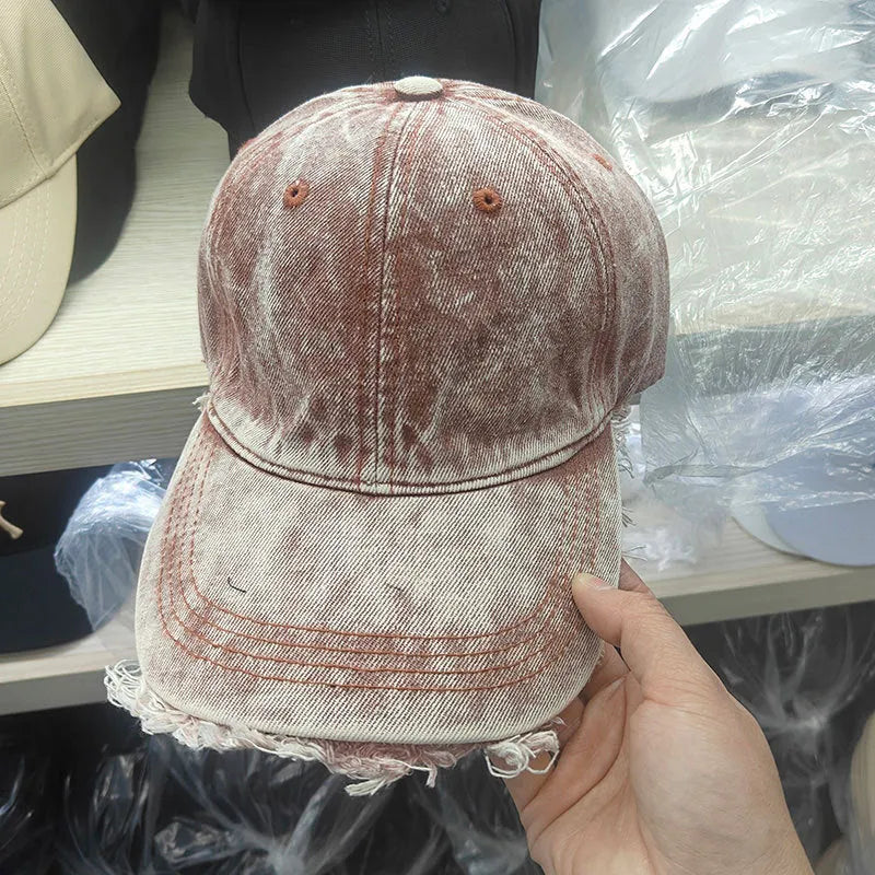 Raw Hem Cotton Baseball Cap - Wellen Fashion