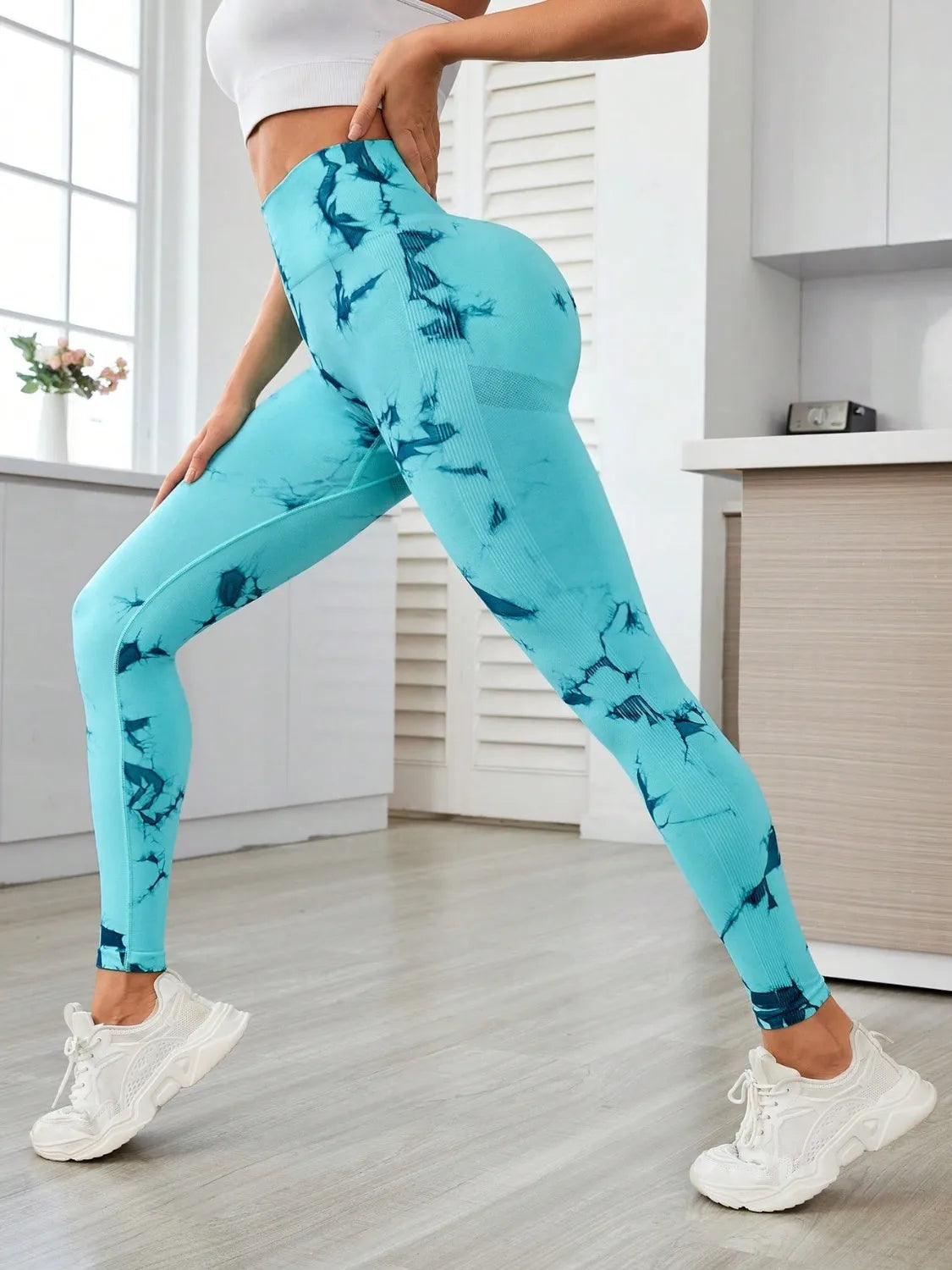 Printed High Waist Active Leggings - Wellen Fashion