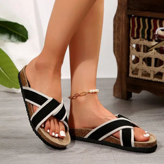 Contrast Open Toe Platform Sandals - Wellen Fashion