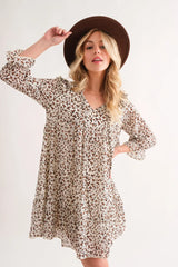 And The Why Leopard Ruffle Hem Woven Mini Dress - Wellen Fashion