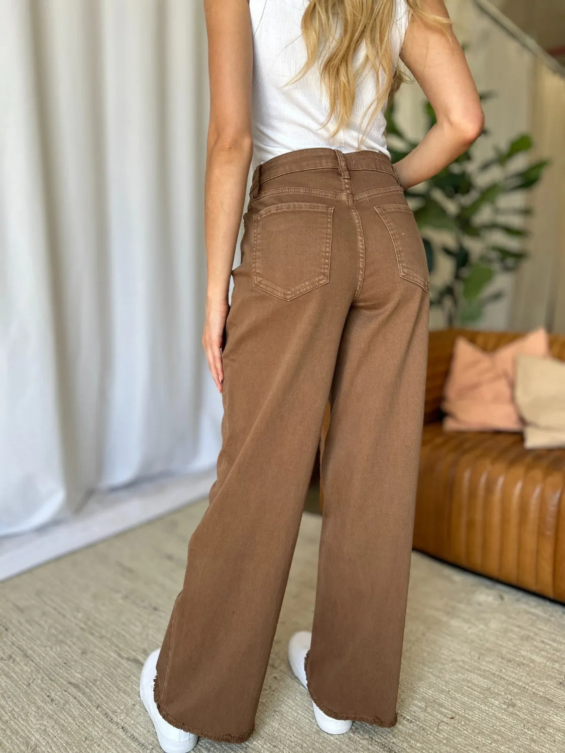 RFM Full Size High Rise Garment Dye Wide Leg Jeans - Wellen Fashion