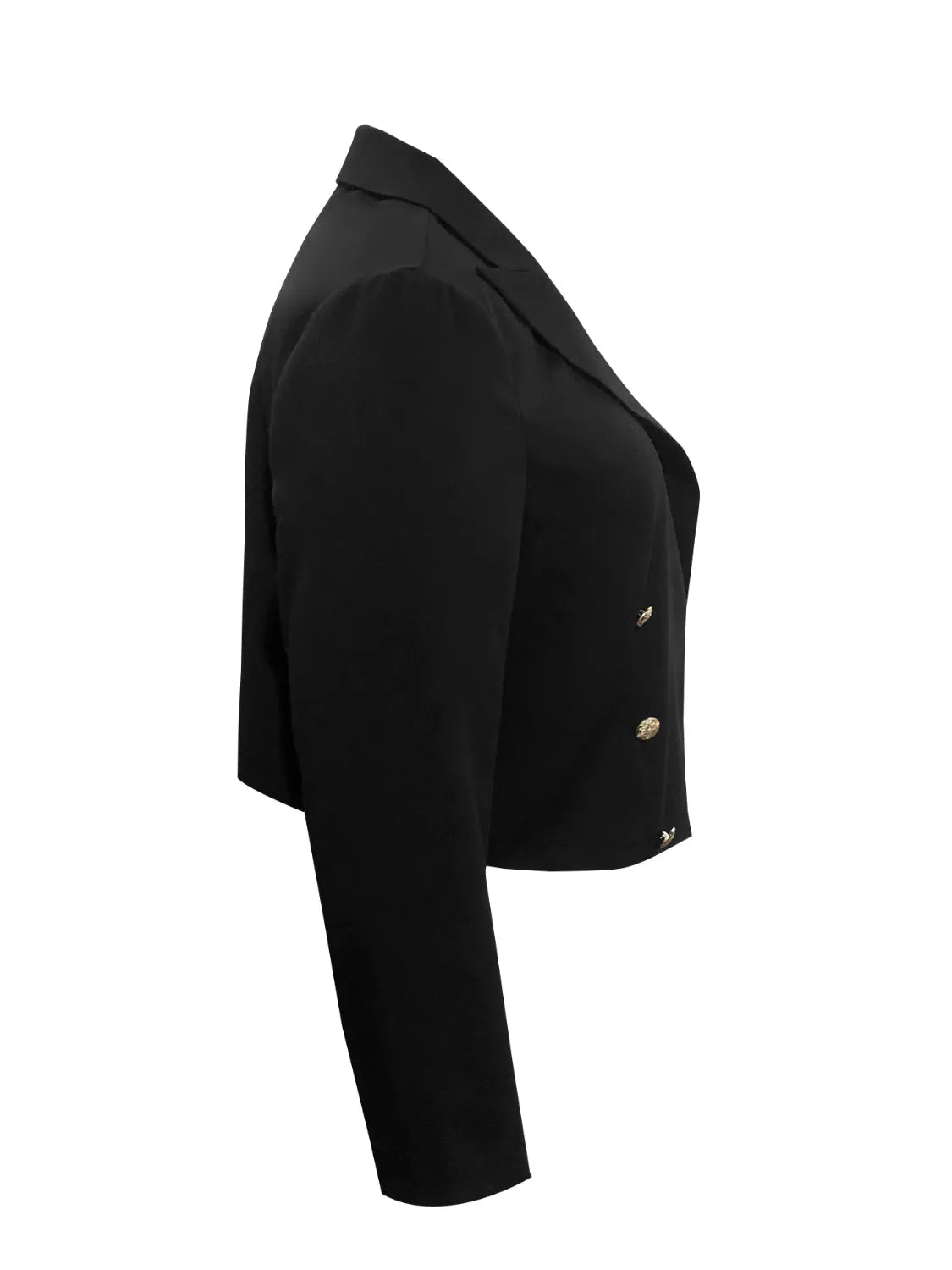 Plus Size Buttoned Lapel Collar Long Sleeve Blazer - Wellen Fashion