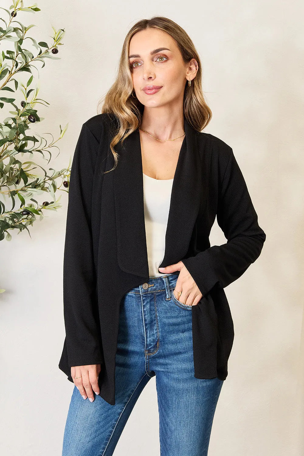 Heimish Full Size Open Front Long Sleeve Blazer - Wellen Fashion