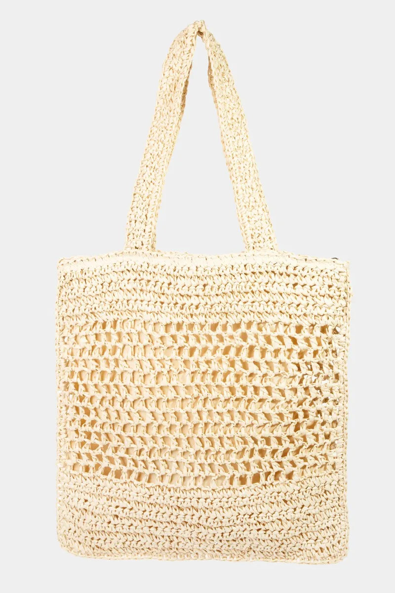 Fame Straw-Paper Crochet Tote Bag - Wellen Fashion