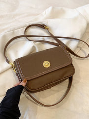 PU Leather Suede Twist-Lock Shoulder Bag