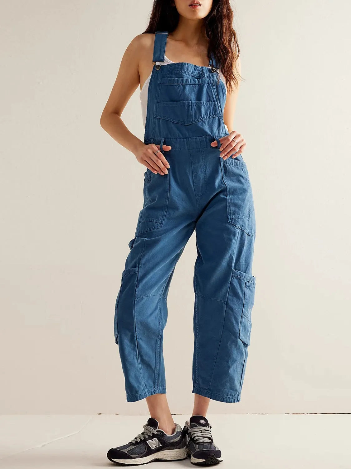 Pocketed Wide Strap Denim Overalls - Wellen Fashion