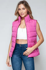 Snobbish Zip Up Turtleneck Vest with Pockets - Wellen Fashion