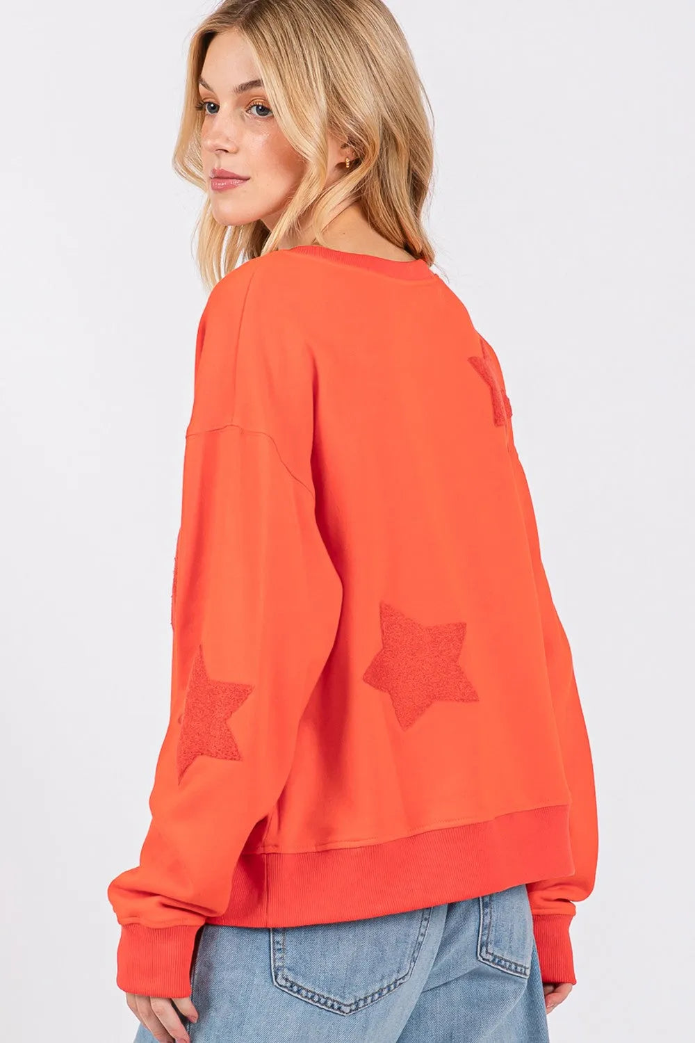 SAGE + FIG Star Patch Long Sleeve Sweatshirt - Wellen Fashion