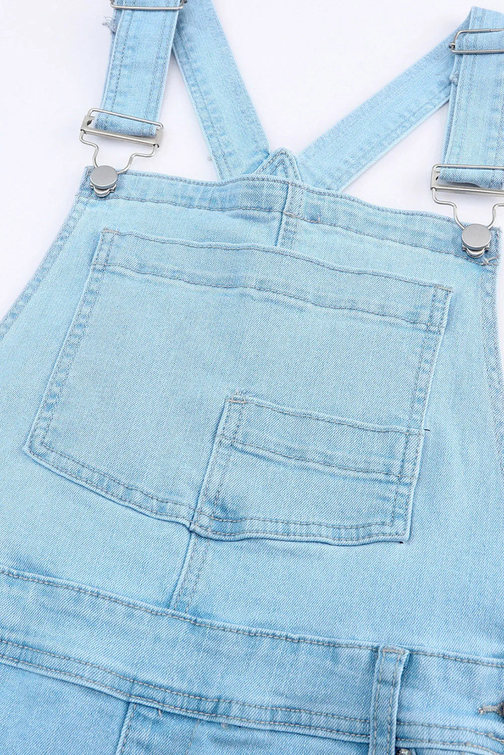 Distressed Denim Overalls with Pockets - Wellen Fashion