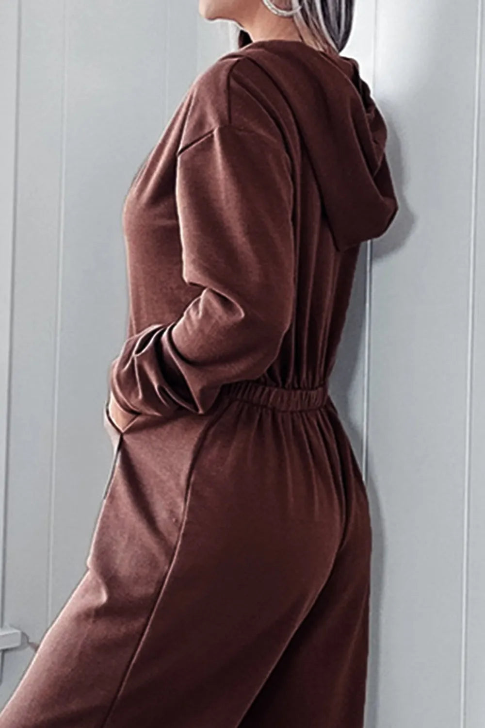 Full Size Drawstring Long Sleeve Jumpsuit - Wellen Fashion