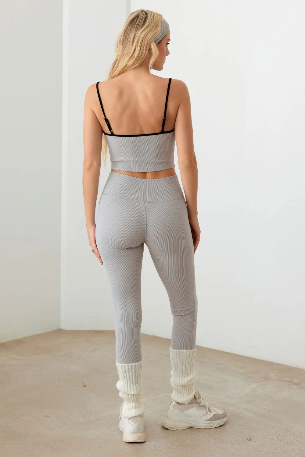 Le Lis Ribbed Crop Cami and High Waist Brushed Leggings Set - Wellen Fashion