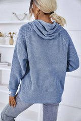 Drawstring Long Sleeve Hooded Sweater - Wellen Fashion