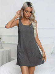 Full Size Scoop Neck Wide Strap Mini Dress - Wellen Fashion