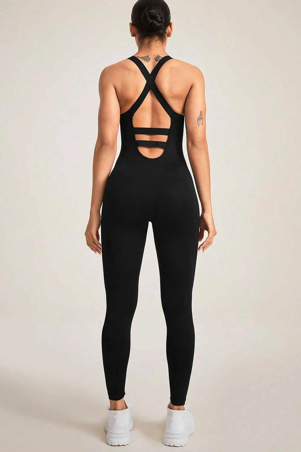 Crisscross Wide Strap Jumpsuit - Wellen Fashion