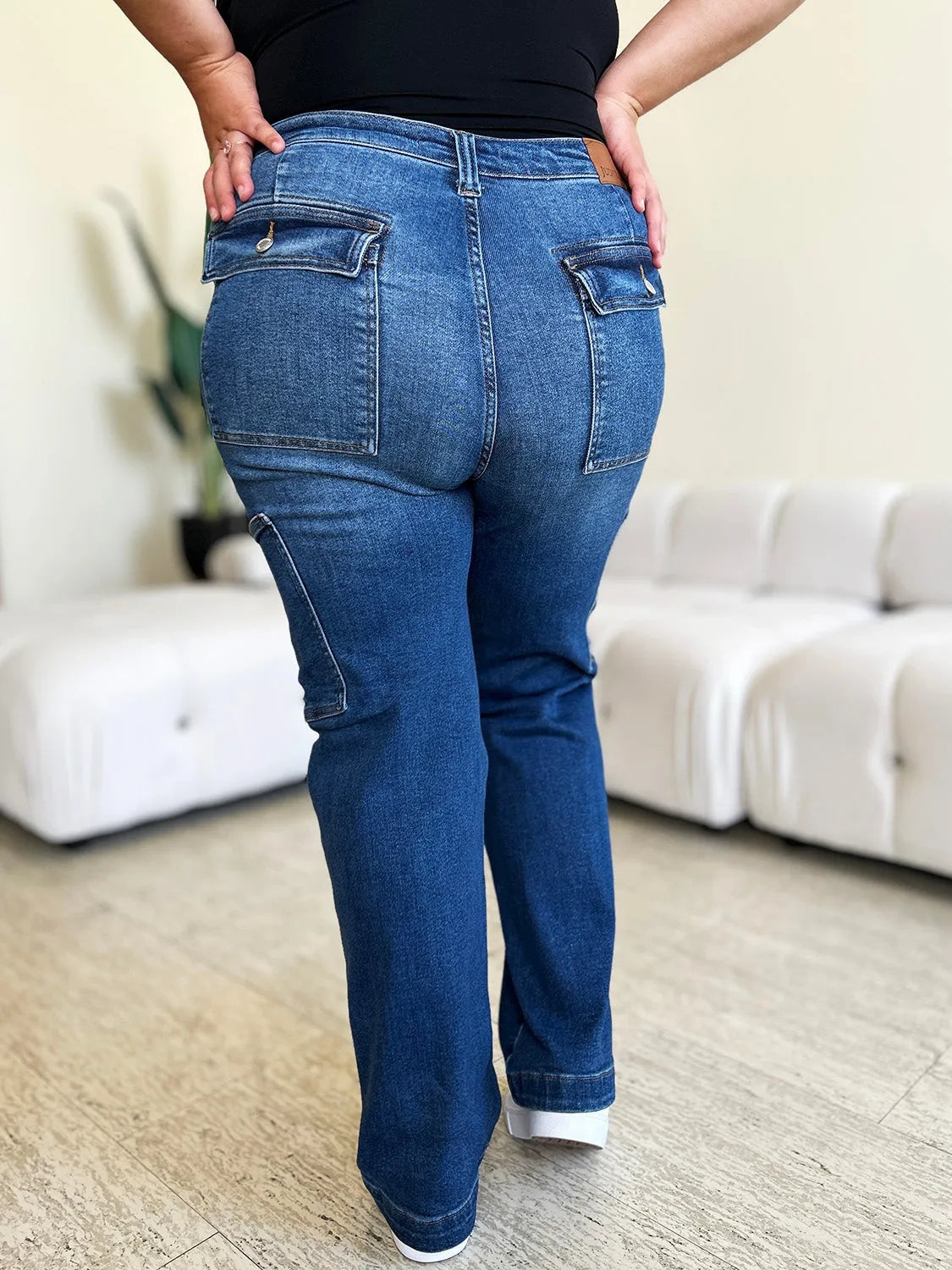 Judy Blue Full Size High Waist Straight Cargo Jeans - Wellen Fashion