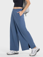 Millennia Slit Wide Leg Active Pants - Wellen Fashion