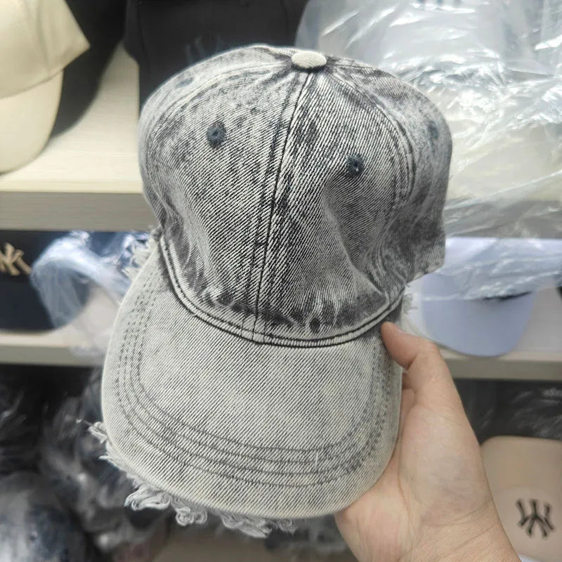 Raw Hem Cotton Baseball Cap - Wellen Fashion