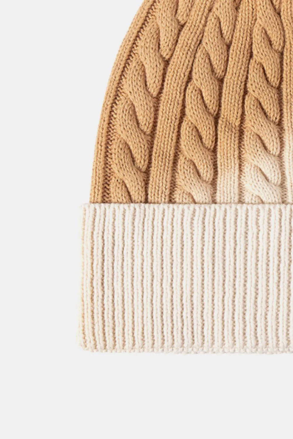 Contrast Tie-Dye Cable-Knit Cuffed Beanie - Wellen Fashion