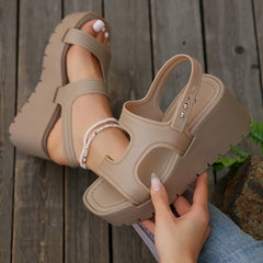 Open Toe Wedge Sandals - Wellen Fashion