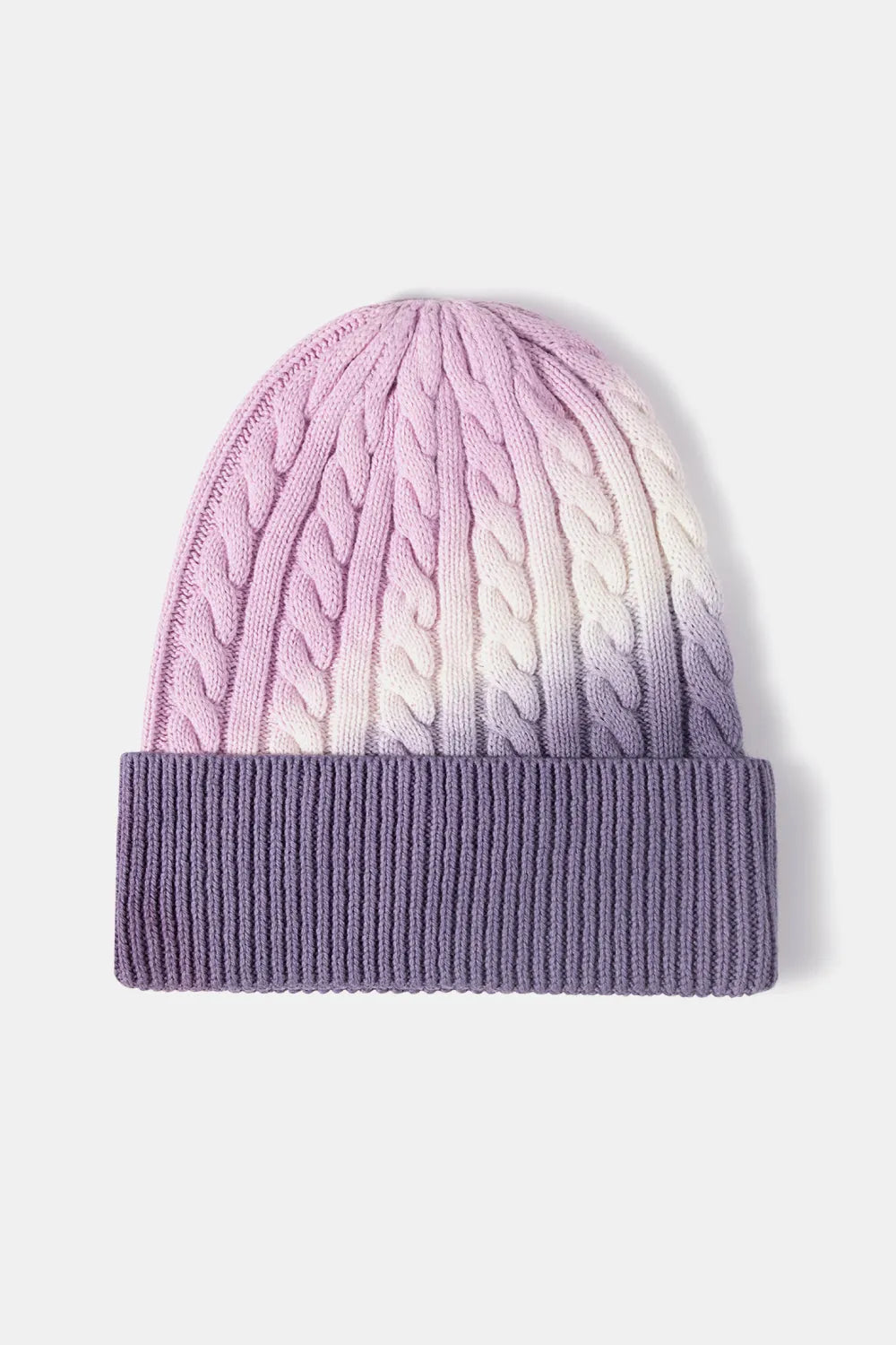 Contrast Tie-Dye Cable-Knit Cuffed Beanie - Wellen Fashion