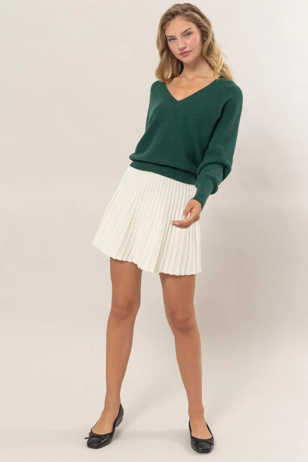 HYFVE High Waist Knit Pleated Flare Mini Skirt - Wellen Fashion