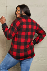 Heimish Make It Last Full Size Contrast Plaid Shacket - Wellen Fashion