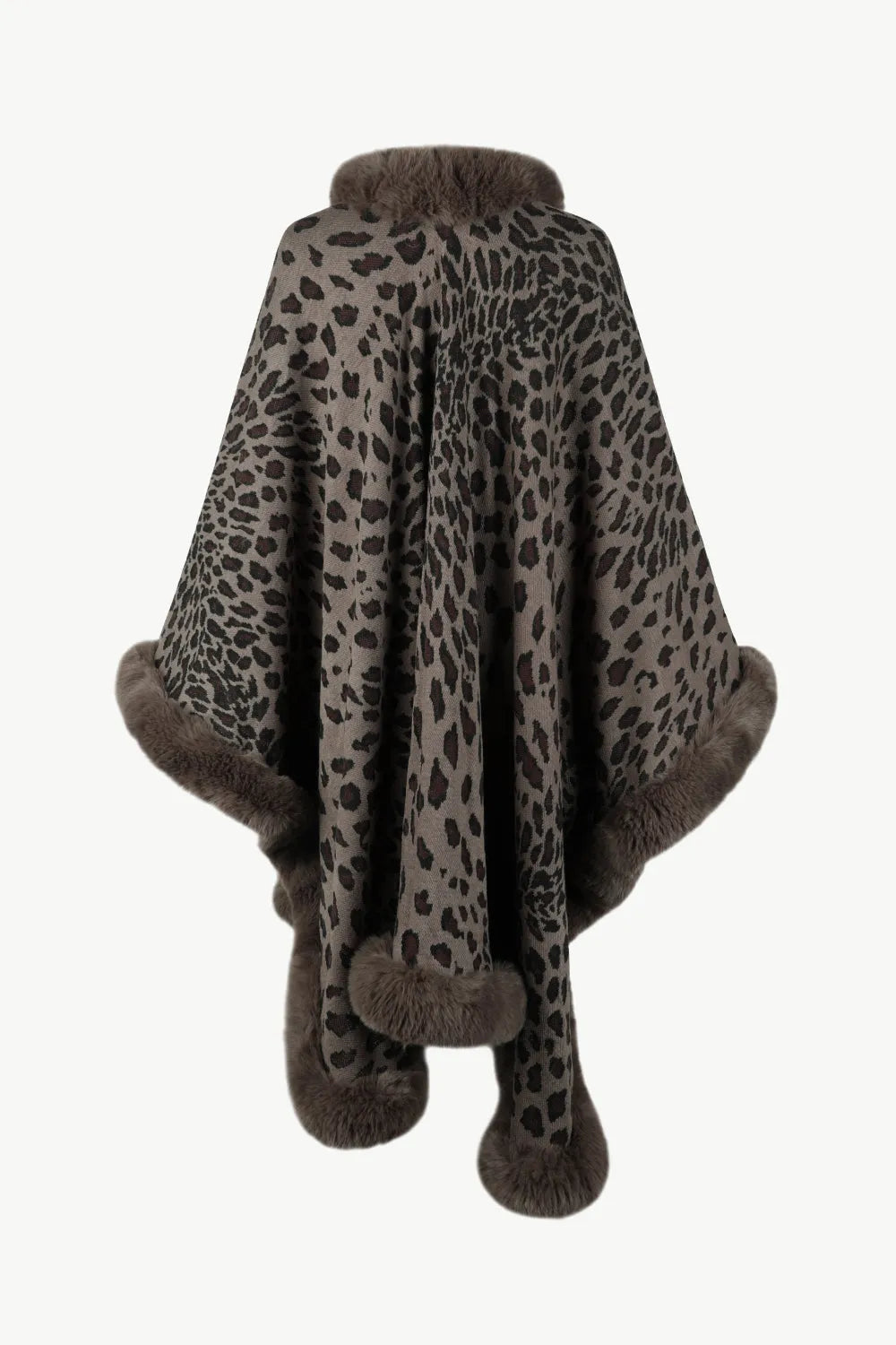 Leopard Open Front Poncho - Wellen Fashion