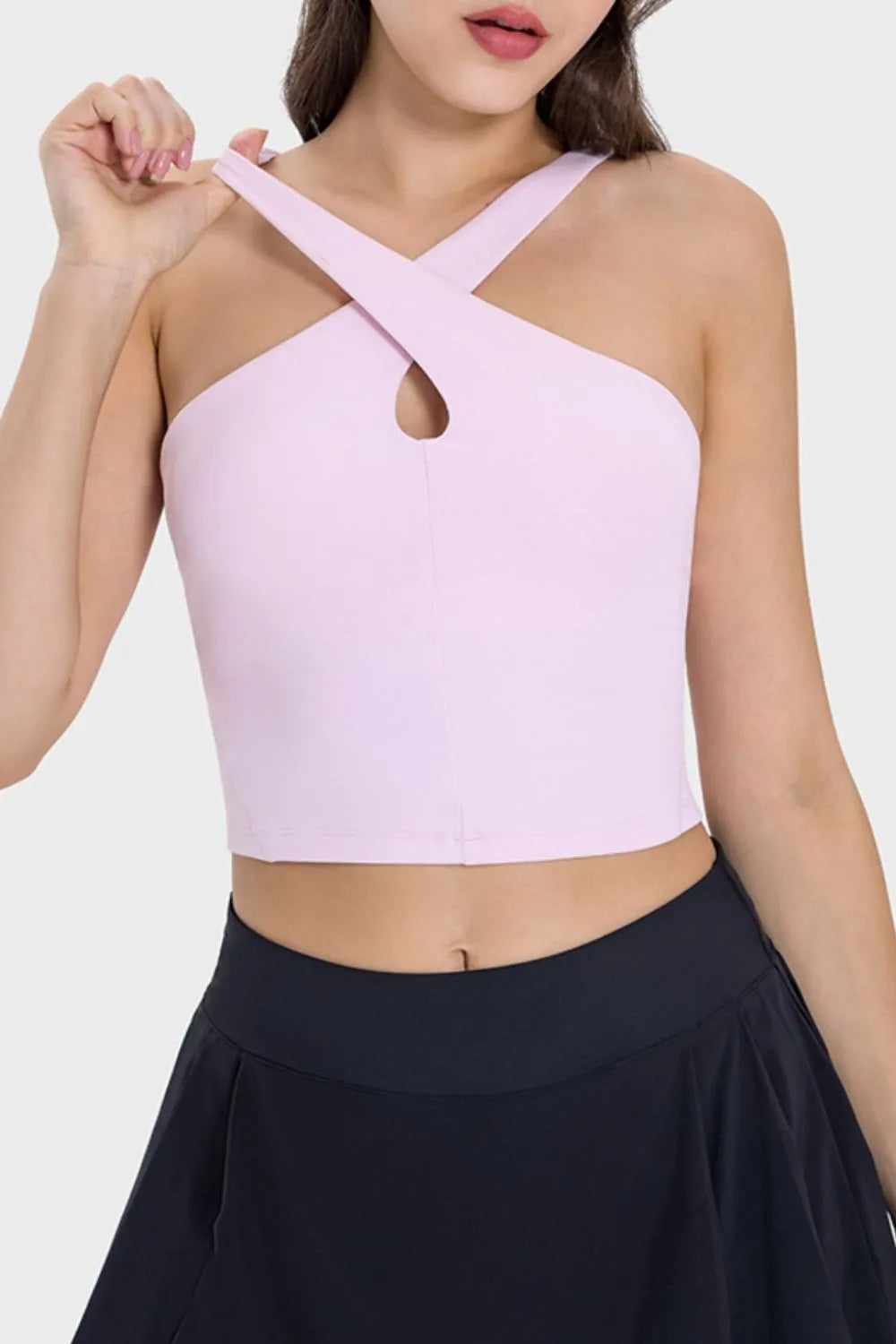 Millennia Crisscross Grecian Neck Active Cami - Wellen Fashion