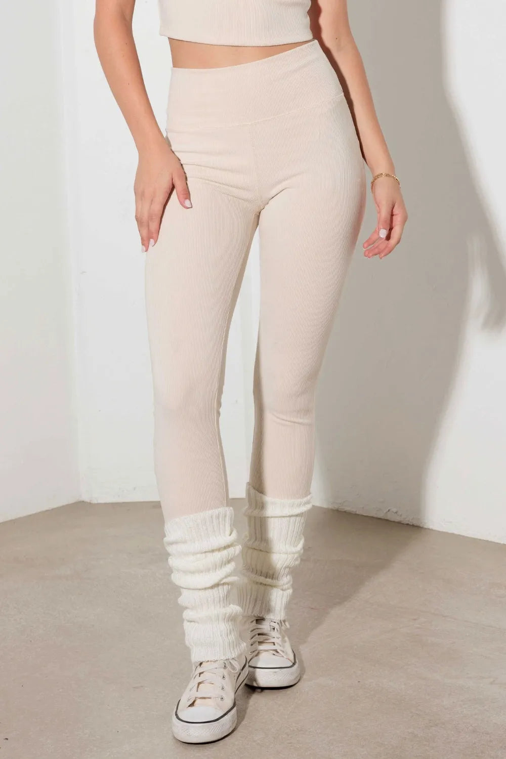 Le Lis Ribbed Crop Cami and High Waist Brushed Leggings Set - Wellen Fashion