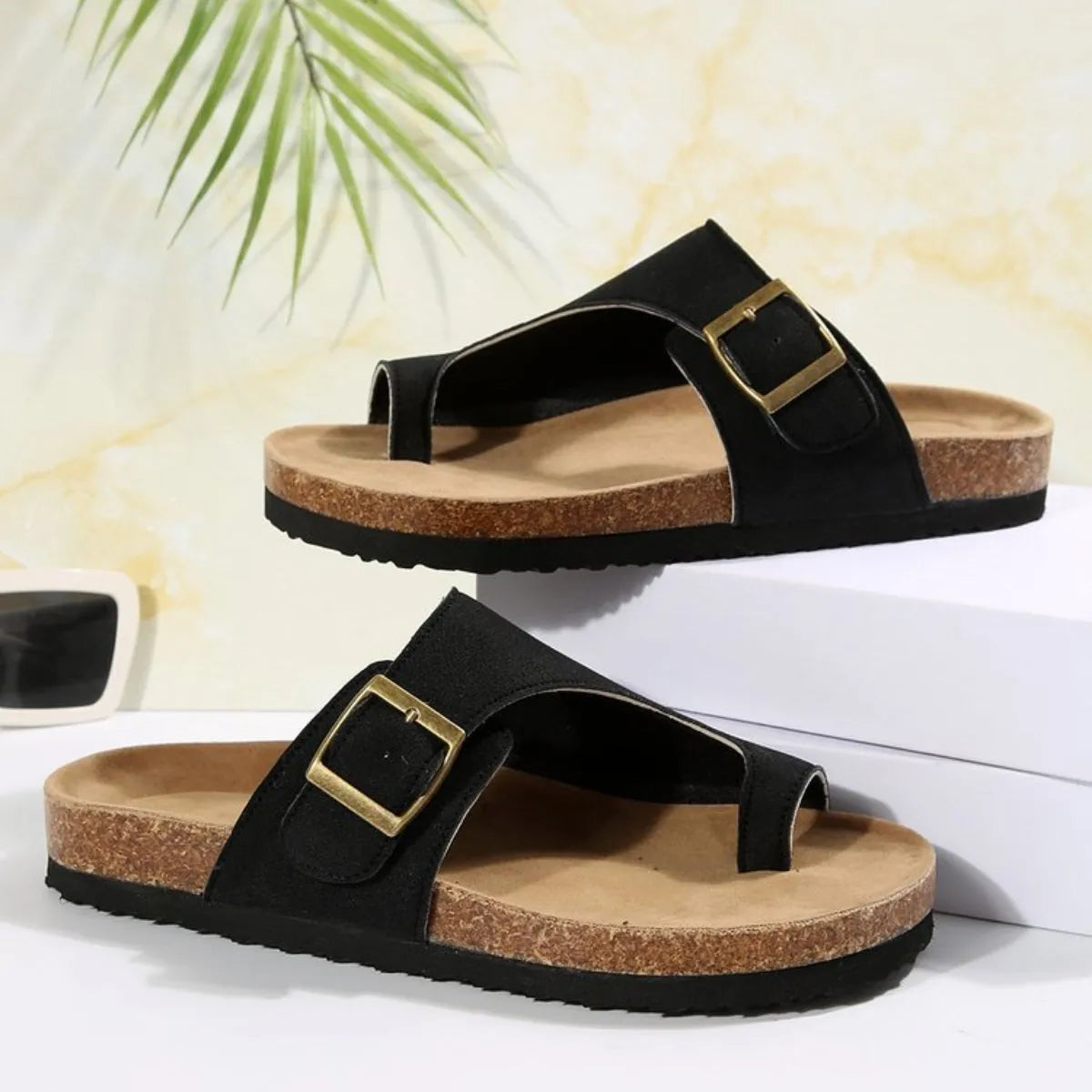 Open Toe Buckle Sandals - Wellen Fashion