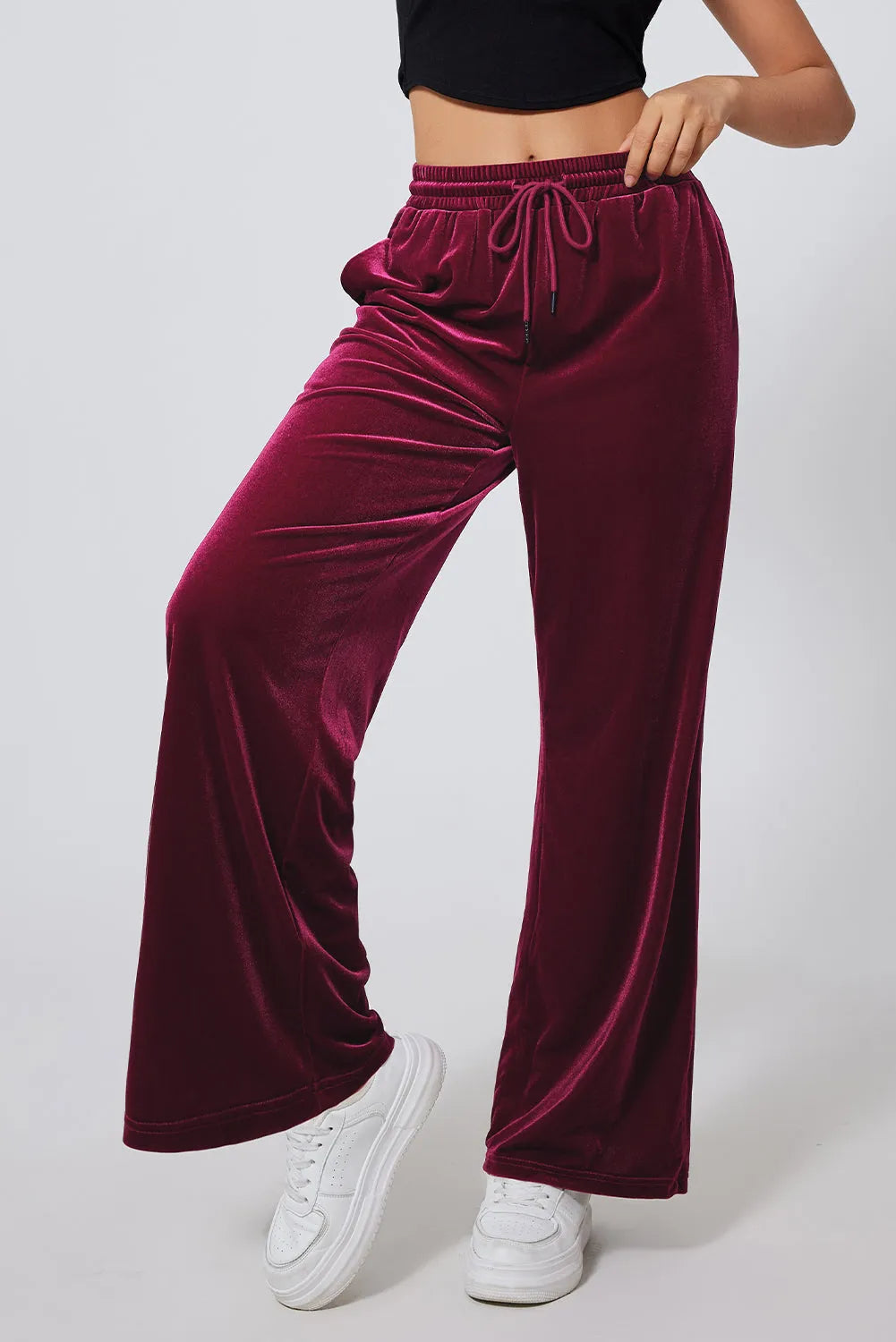 Drawstring Wide Leg Active Pants - Wellen Fashion