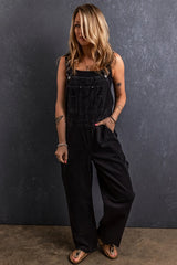 Pocketed Straight Denim Overalls - Wellen Fashion