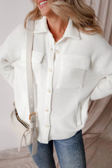 Button Up Long Sleeve Shacket - Wellen Fashion