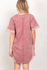 VERY J Short Sleeve V-Neck Tee Dress - Wellen Fashion